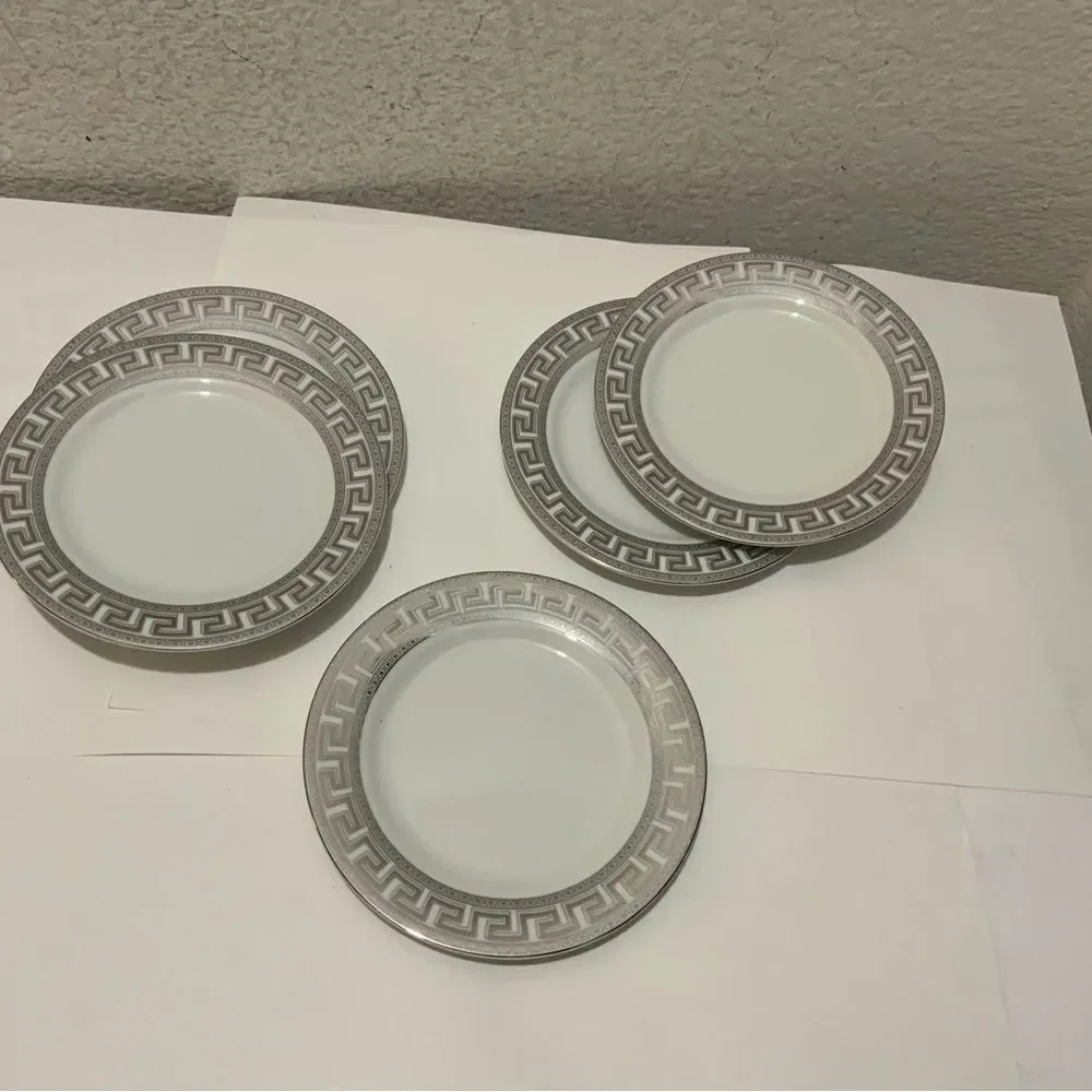 Fine Porcelain platinum Design Czech Republic Set Of 5 appetizers plate 6 3/8 G9